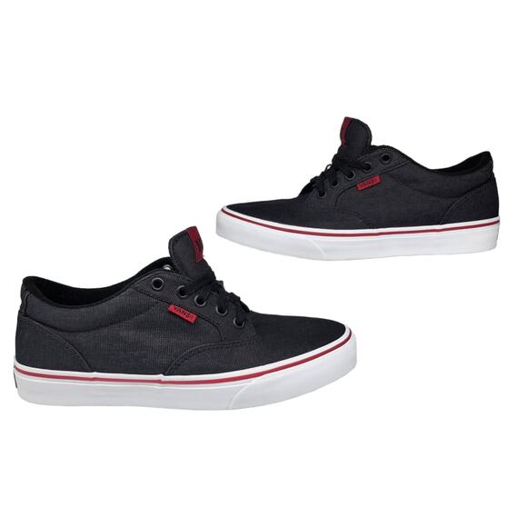Vans Shoes Mens 7 Gray Red White Sneakers Skate Skater Comfy Lace Up Tie - Picture 1 of 11